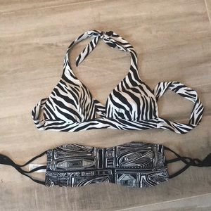 Black and white swim top set